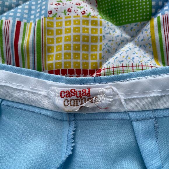 Vintage 70s Light Blue High Rise Wide Leg Pants Disco // Size 25" XS - Picture 3 of 8